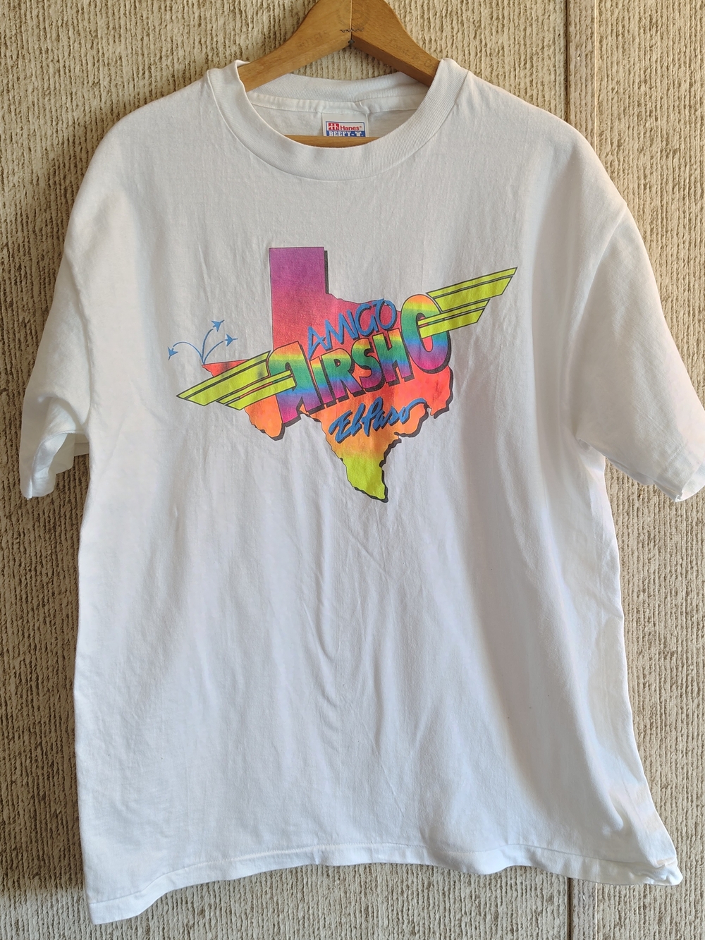 Vintage El Paso Amigo Airsho Tee, Single Stitch, Hanes Cotton Beefy Tee, Sz L